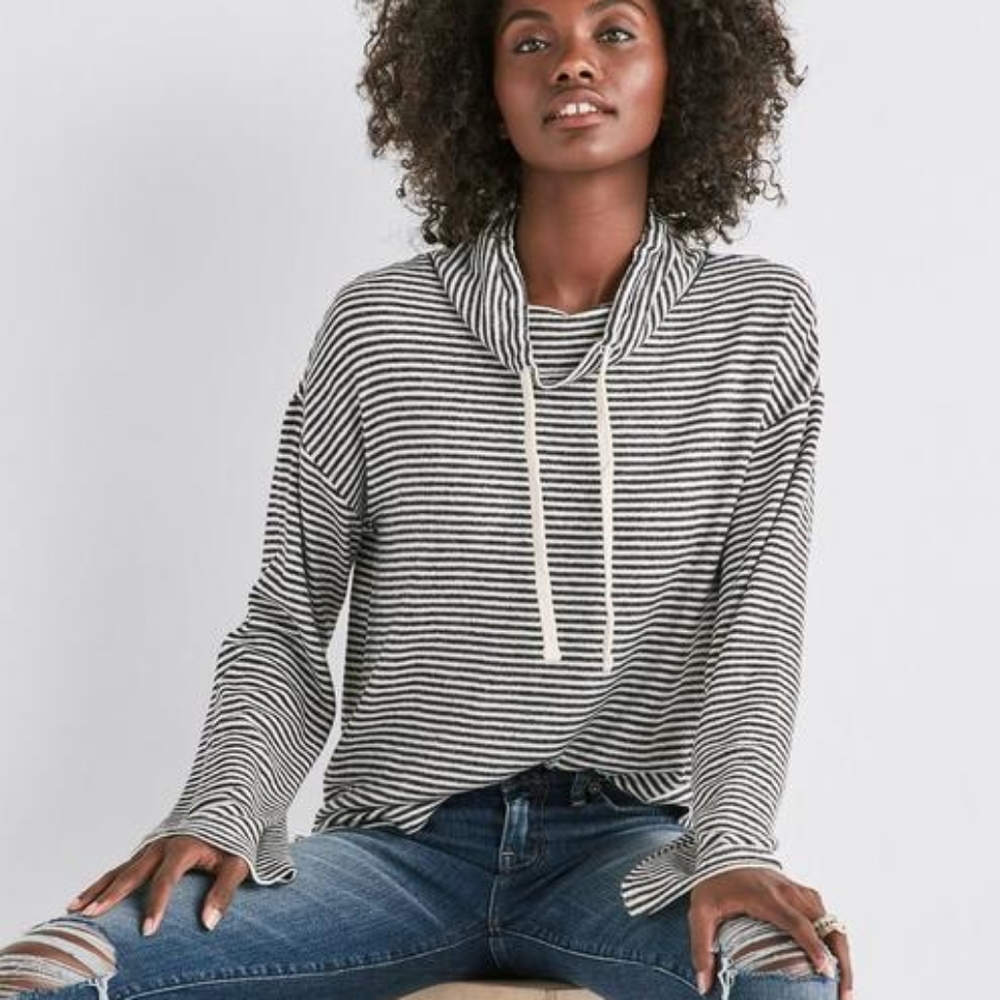 Lucky Brand Funnel Neck Cloud Jersey Hoodie Large